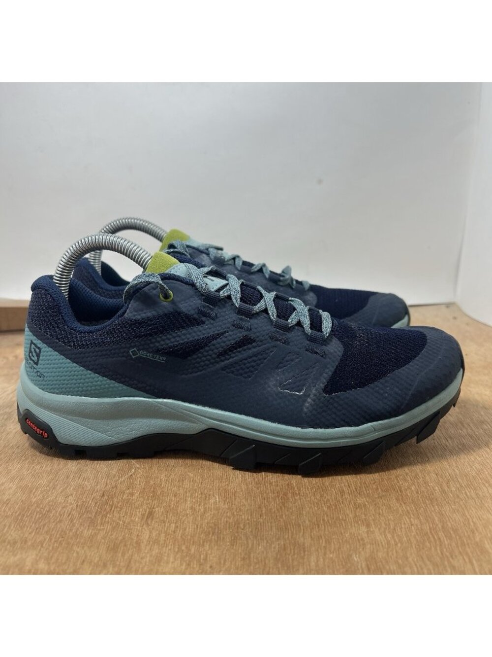 Salomon Outline GTX Shoes Womens 7.5 Navy Gore Tex Trail Hiking Sneakers 406188